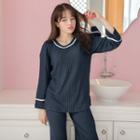 Loungewear Set: Long-sleeve Knit Top + Pants