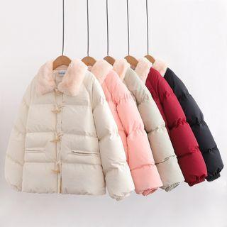 Faux Fur Collar Padded Toggle Coat