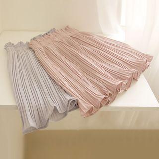 Pleated A-line Mini Skirt Black - S