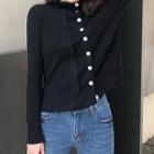 Turtleneck Knit Jacket / Cropped Straight-cut Jeans