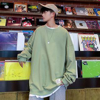 Long-sleeve Letter Applique Mock Two-piece T-shirt