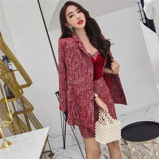 Set: Tweed Blazer + Tweed Spaghetti Strap Dress
