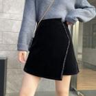 Asymmetric A-line Mini Velvet Skirt