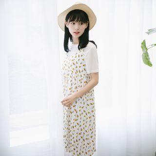 Floral Print Chiffon Spaghetti Strap Dress