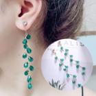 Crystal Dangle Earring 1 Pair - Green - One Size
