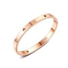 Fashion And Simple Plated Rose Gold 316l Stainless Steel Bangle With Cubic Zirconia Rose Gold - One Size