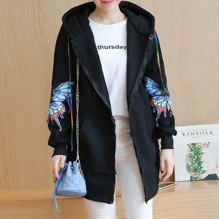 Butterfly Print Zipped Long Hoodie