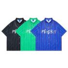 Short Sleeve Pinstripe Chain Detail Shirt