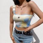 One Shoulder Embroidered Tank Top