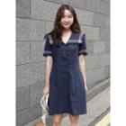Sailor-collar Contrast-trim Shirtdress