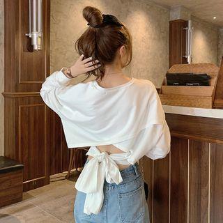 Tie-back Long Sleeve Cropped Top