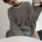Plaid Sweater Sweater - Black & White - One Size