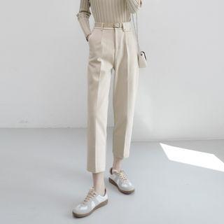 Set: Straight-fit Dress Pants + Belt