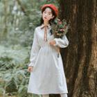 Corduroy Tie-neck Long Sleeve Dress