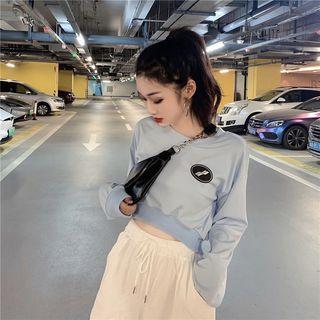 Applique Long-sleeve Crop Top