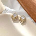 Square Rhinestone Drop Earring 1 Pair - Bm0148 - As Shown In Figure - One Size
