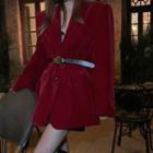 Long-sleeve V-neck Velvet Blazer