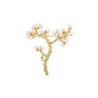 Elegant Temperament Plated Gold Winter Plum Imitation Pearl Brooch Golden - One Size