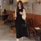 Puff Sleeve Frill Trim Mock Two Piece Dress