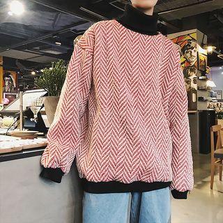 Color-block Turtle-neck Sweatshirt