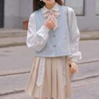 Bow Neck Shirt / Vest / A-line Skirt
