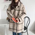 Plaid Buttoned Coat Almond - One Size