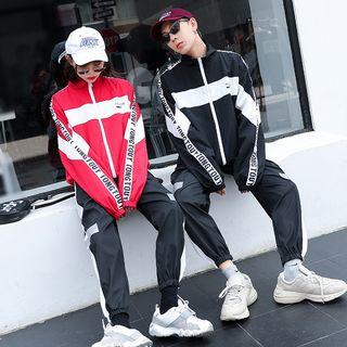 Couple Matching Lettering Windbreaker / Color Block Sweatpants