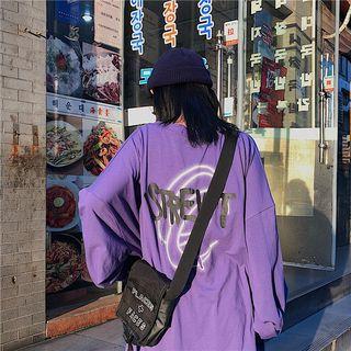 Long-sleeve Lettering T-shirt Purple - One Size