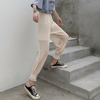High-waist Ruffle Trim Pants