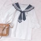 Sailor-collar Short-sleeve Shirt