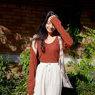 Relaxed-fit V-neck Linen Blend Cardigan