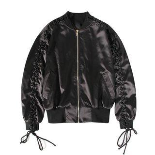 Lace Up Detail Bomber Jacket