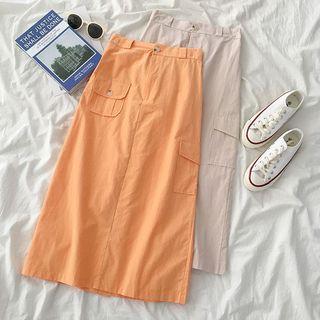 High-waist A-line Cargo Skirt