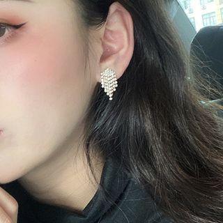 Sterling Silver Cz Fringed Stud Earring 1 Pair - Gold - One Size