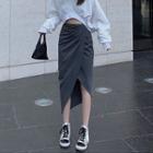 Irregular Midi Wrap Pencil Skirt