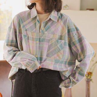 Plaid Shirt Plaid - Light Purple & Green - One Size