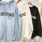 Long-sleeve Lettering Single-breasted Hooded Top