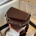 Chain Accent Faux Leather Flap Crossbody Bag
