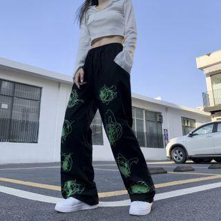 Low Waist Printed Wide Leg Pants