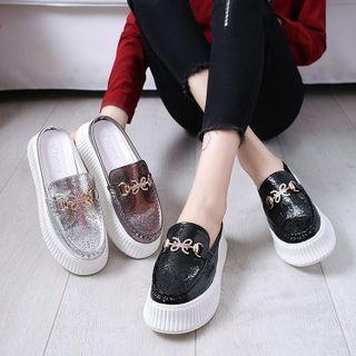 Faux Leather Platform Mules