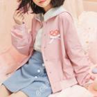 Embroidered Collared Long-sleeve Jacket