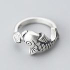 990 Silver Fish Open Ring Silver - One Size