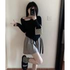 Asymmetrical Long-sleeve T-shirt / A-line Skirt