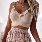 Ruffle Cropped Knit Camisole Top