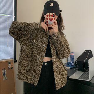 Leopard Print Button-up Jacket Leopard Print - Brown - One Size
