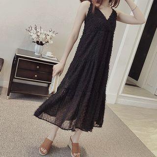 Spaghetti-strap A-line Feather Dress
