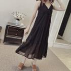 Spaghetti-strap A-line Feather Dress