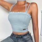 Choker Detail Ribbed Cropped Camisole