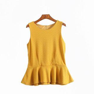 Sleeveless Ruffle Hem Top Yellow - 38