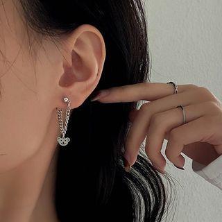 Bear & Chain Alloy Dangle Earring 1 Pair - Silver - One Size